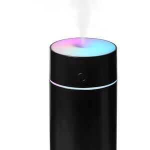 Black Portable Rechargeable 7 LED Light Mist Humidifier 4-8 Hours Spray Mist